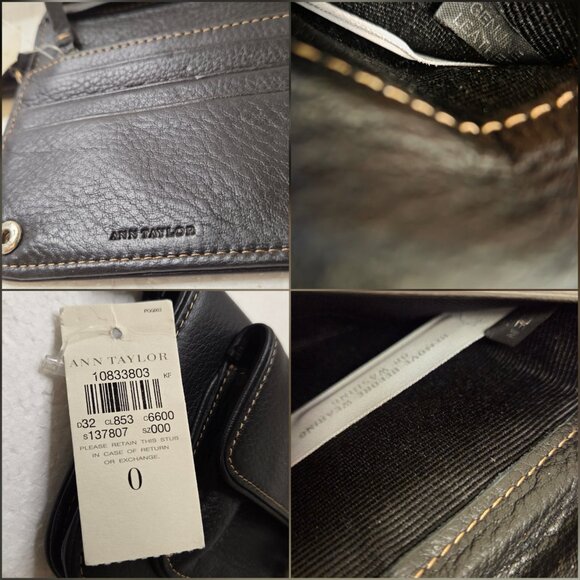 NWT Ann Taylor Black Genuine Leather Bifold Wallet Wristlet - OS - Picture 10 of 12